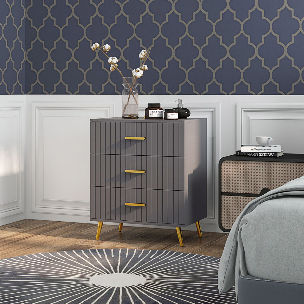 Portland 3 Drawer Chest of Drawers with Aluminium Legs Image 4