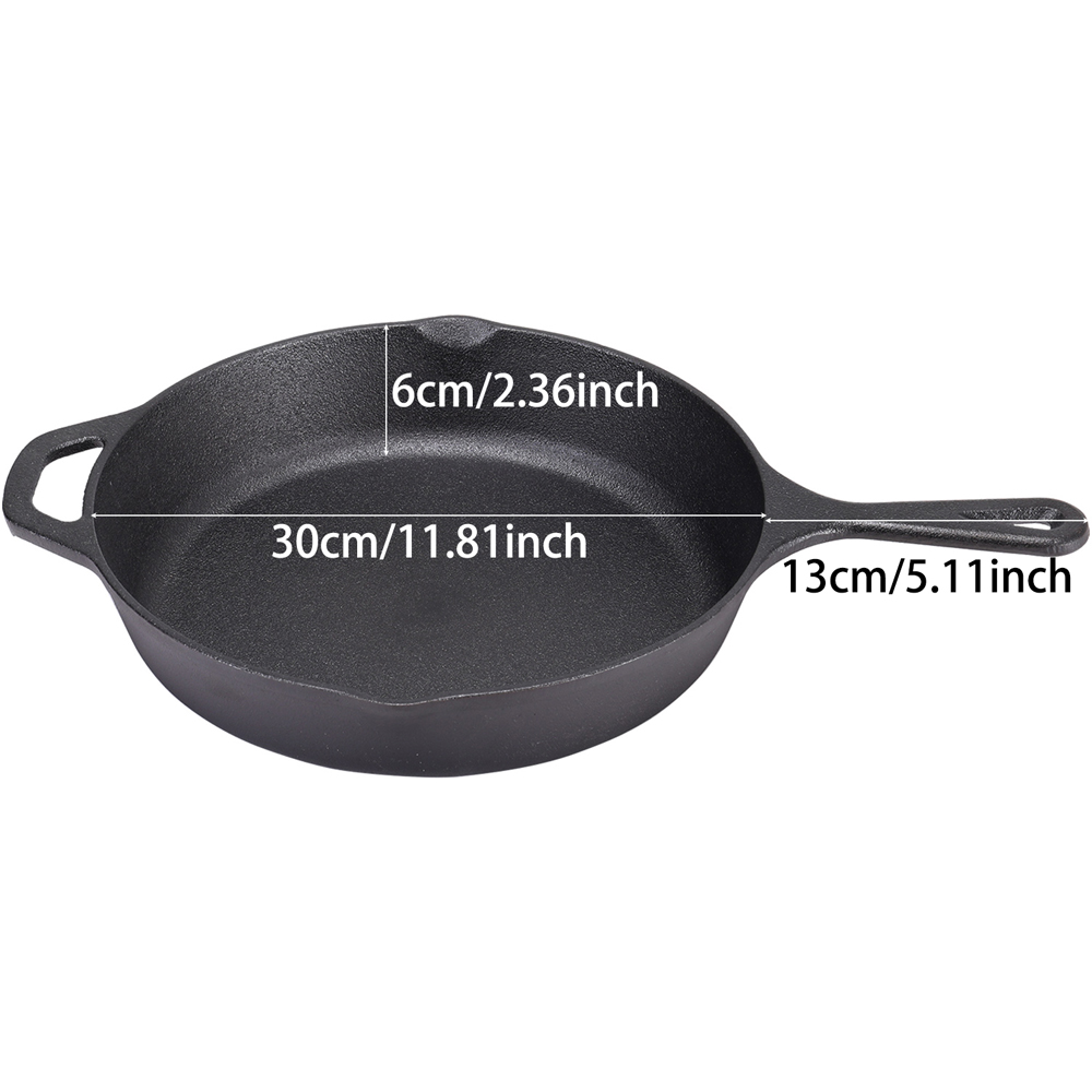 Living and Home Dia Cast Iron Round Skillet Frying Pan 30cm Image 8