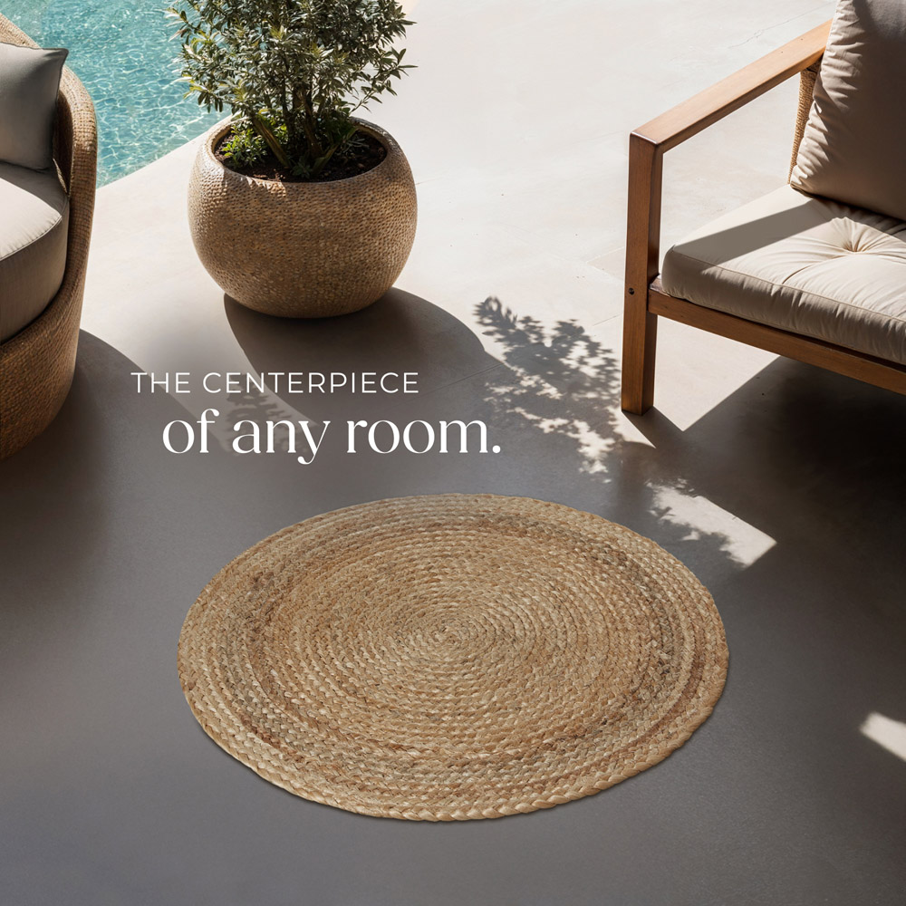 tectake Glim Jute Round Rug 60 x 60 x 0.5cm Image 3