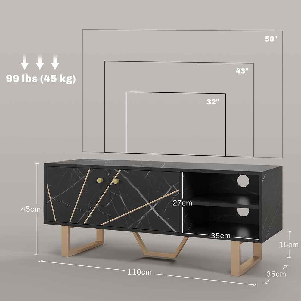 Portland Black Marble TV Unit Image 7