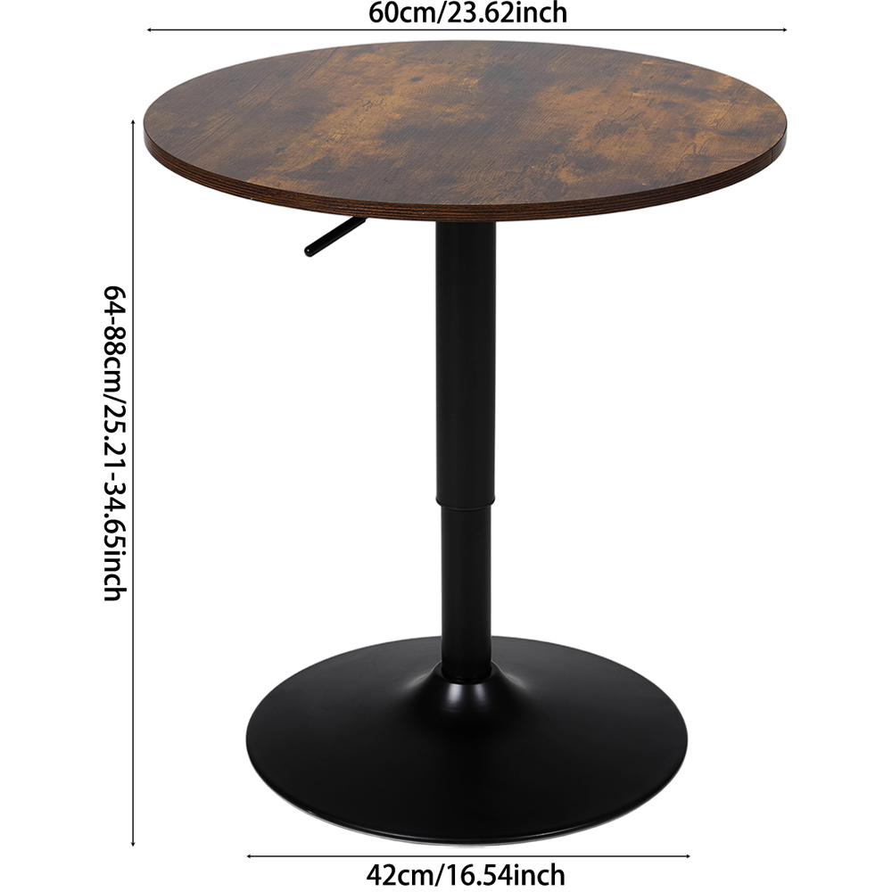 Living and Home 2 Seater Height Adjustable Round Bar Table Deep Brown Image 9