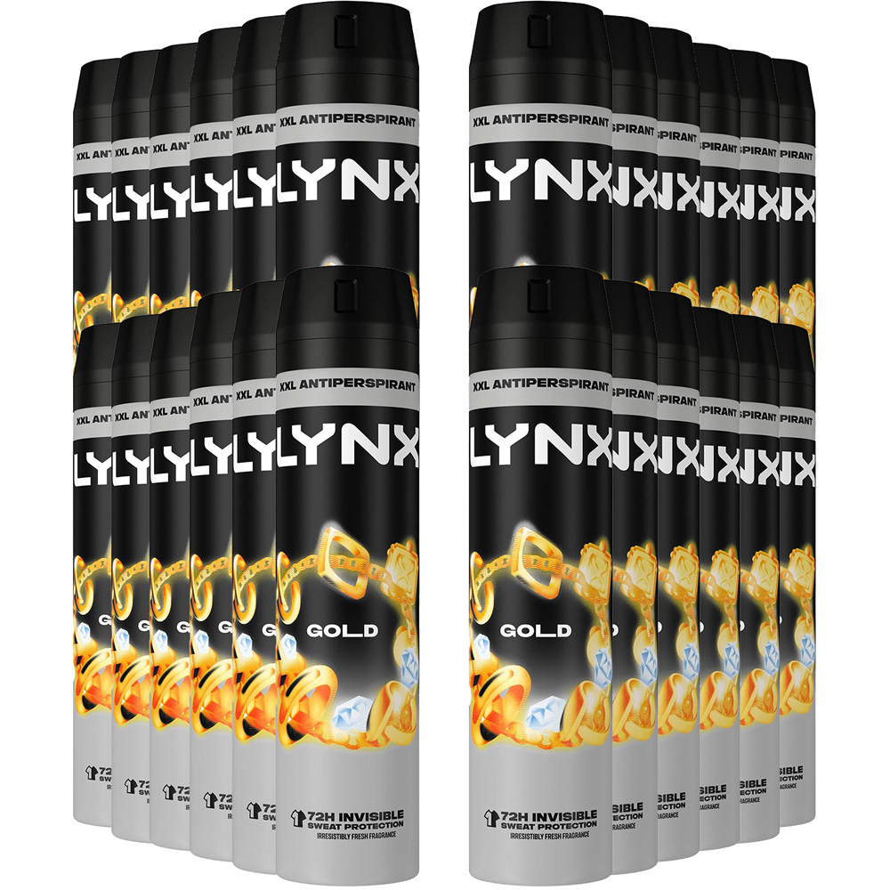 Lynx Gold 72H Protection Anti-Perspirant Anti-White Marks Deodorant Spray 250ml 24 Pack Image 1