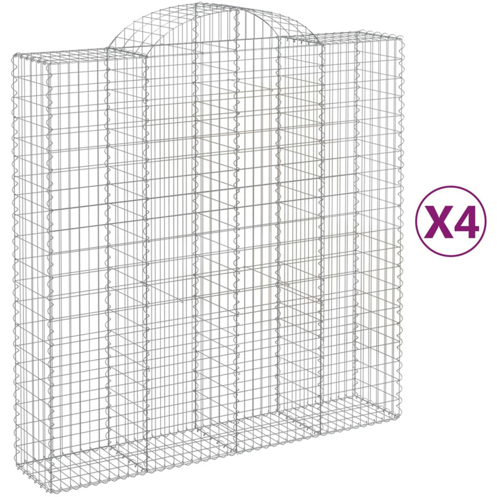 vidaXL Silver Galvanised Iron Gabion Basket 200 x 50 x 200/220cm 4 Pack Image 4