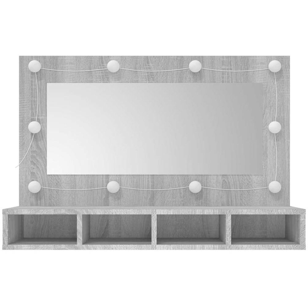 vidaXL 4 Open Shelf Grey Sonoma LED Mirror Wall Mounted Bathroom Cabinet Image 4