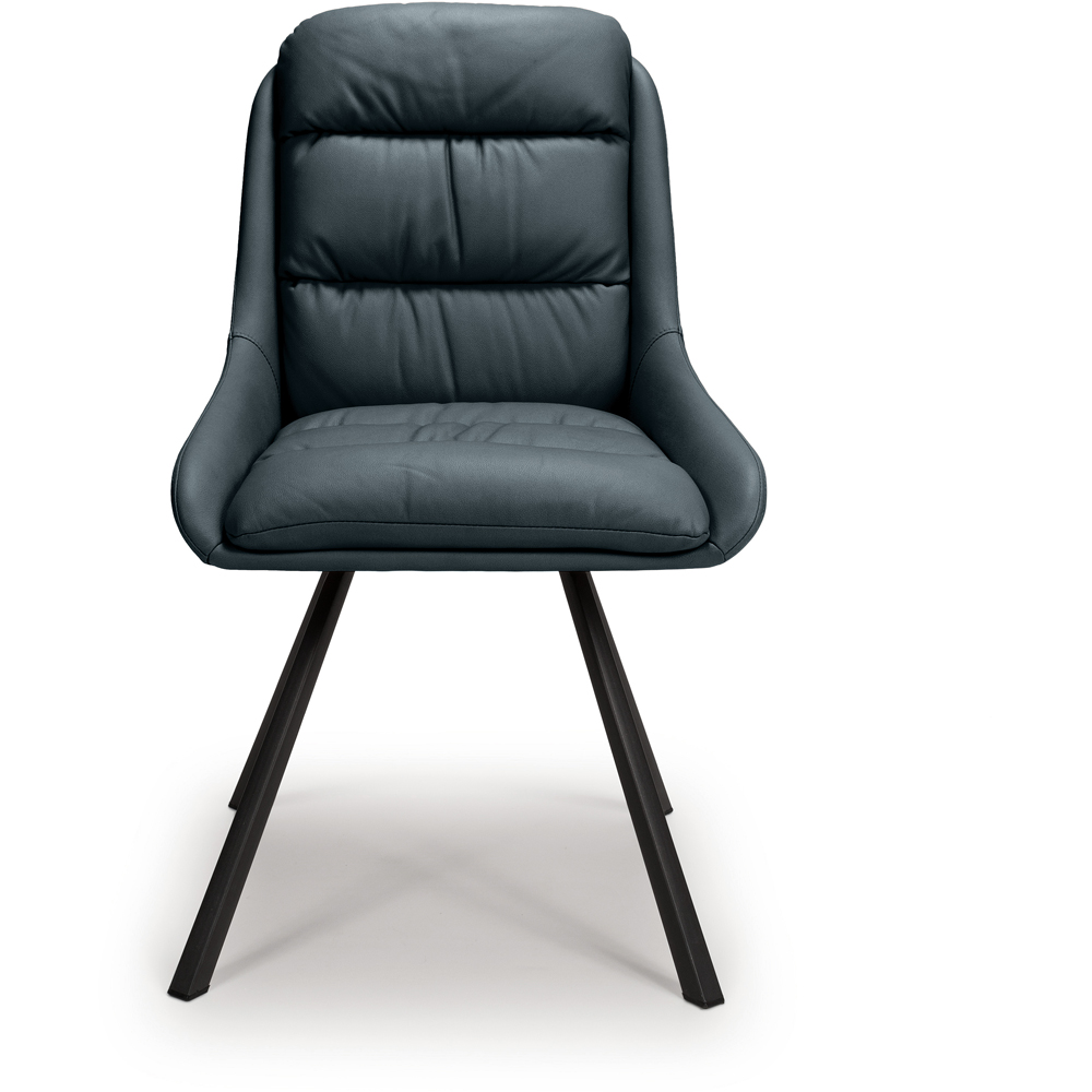 Arnhem Set of 2 Midnight Blue Swivel Leather Effect Dining Chair Image 6