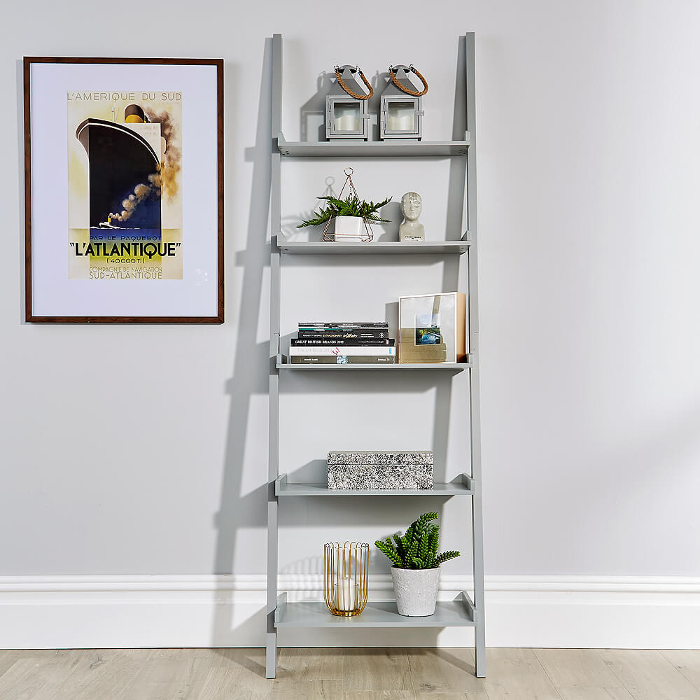 Home Source 5 Shelf Grey Ladder Storage Unit Image 6
