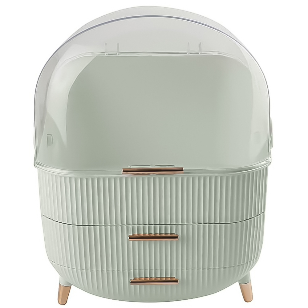 Alivio 2 Drawer Mint Green Portable Round Makeup Storage Organiser Image 3