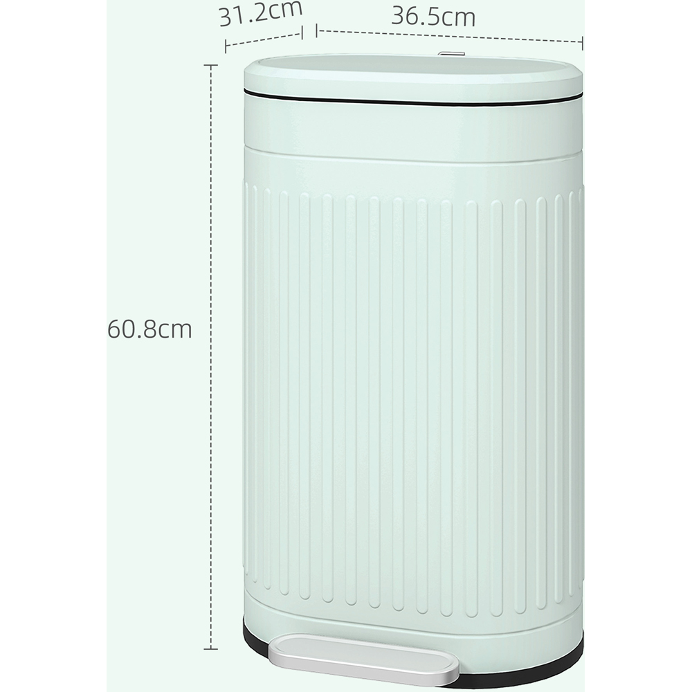 HOMCOM Light Green Metal Pedal Bin with Soft Close Lid 30L Image 9