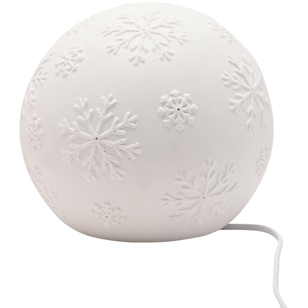 The Seasonal Gift Co. Snowflake White Porcelain Ball Lamp Image 3