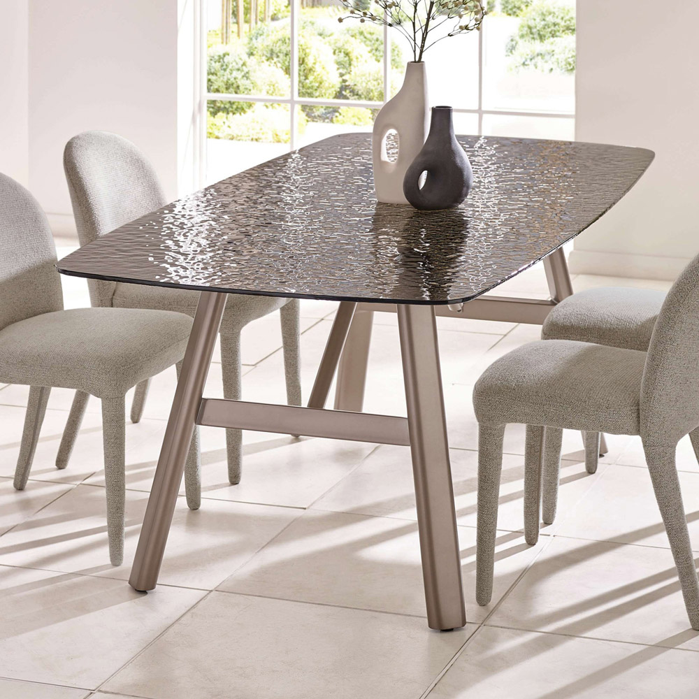 Julian Bowen Callisto 6 Seater Smoked Bubble Glass Rectangular Dining Table Image 8