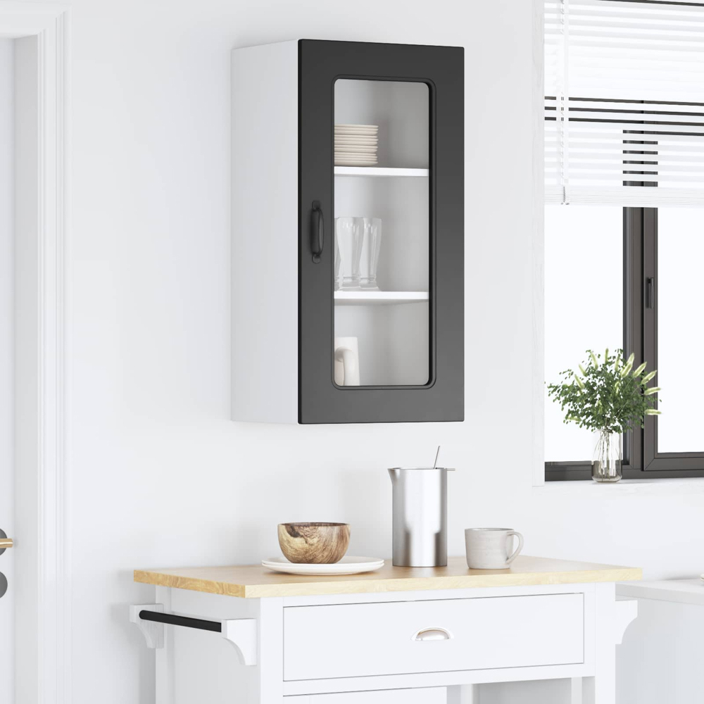 vidaXL Kalmar Single Door Black Wall Kitchen Cabinet Image 9