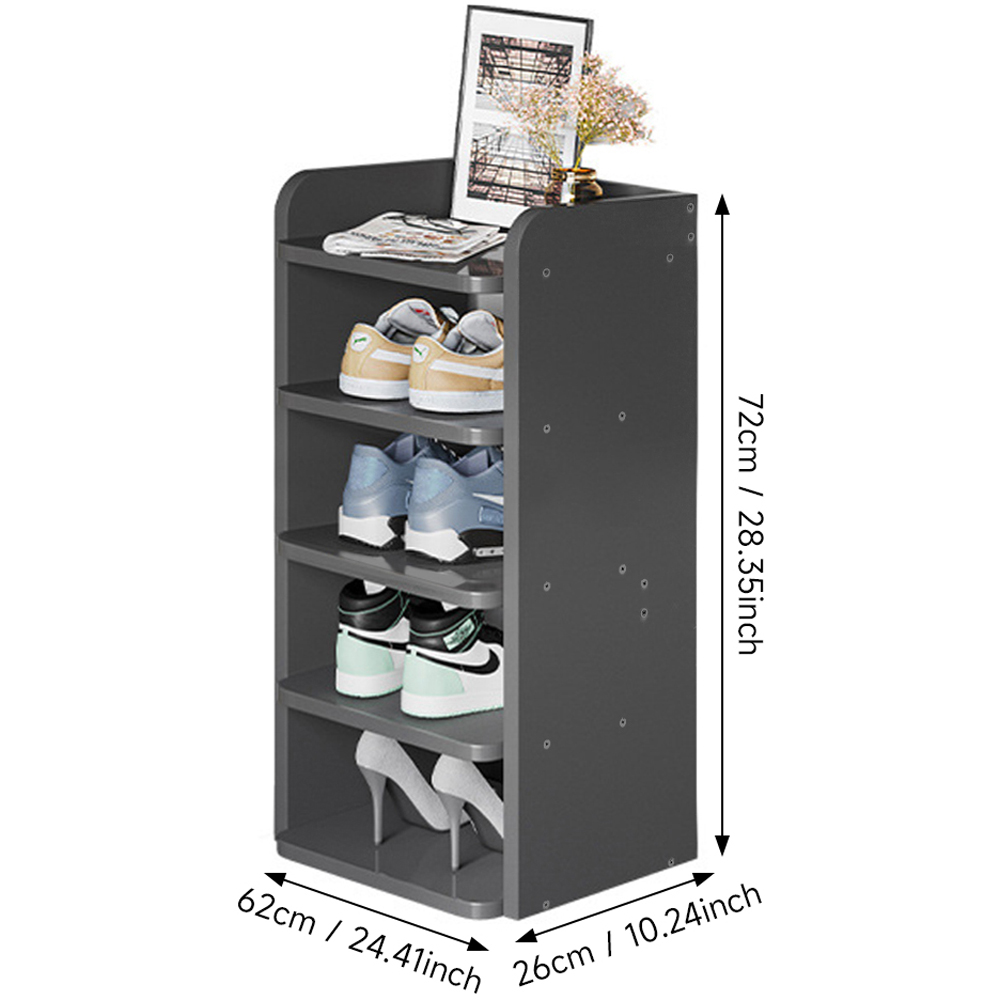Living and Home 5 Shelf Black Shoe Rack with Raised Guardrail Image 8
