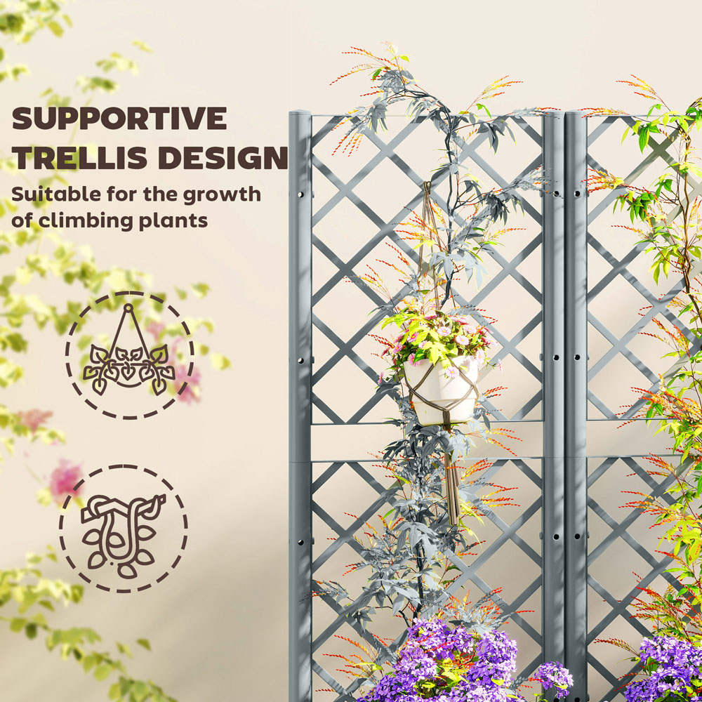 Outsunny Plastic Raised Garden Bed with Trellis 123 x 40 x 80cm Image 8