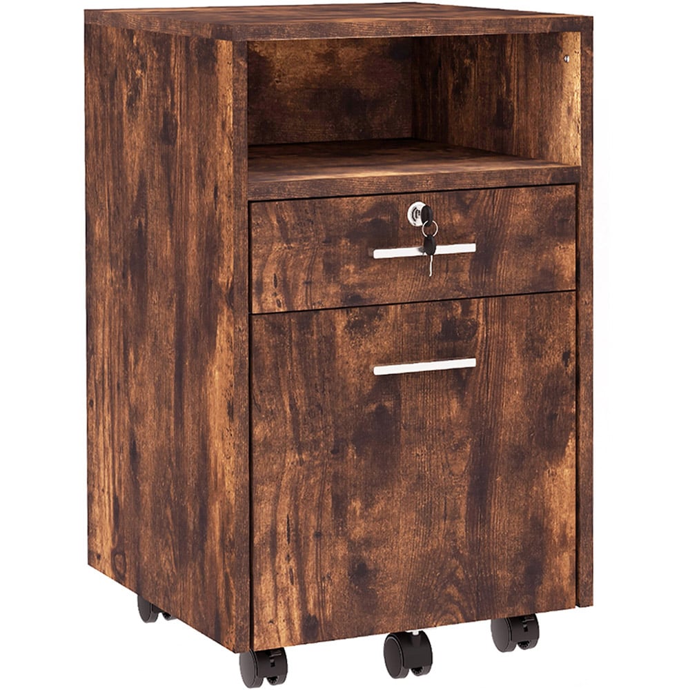 Portland Vinsetto Rustic Brown Lockable Filing Cabinet Image 2