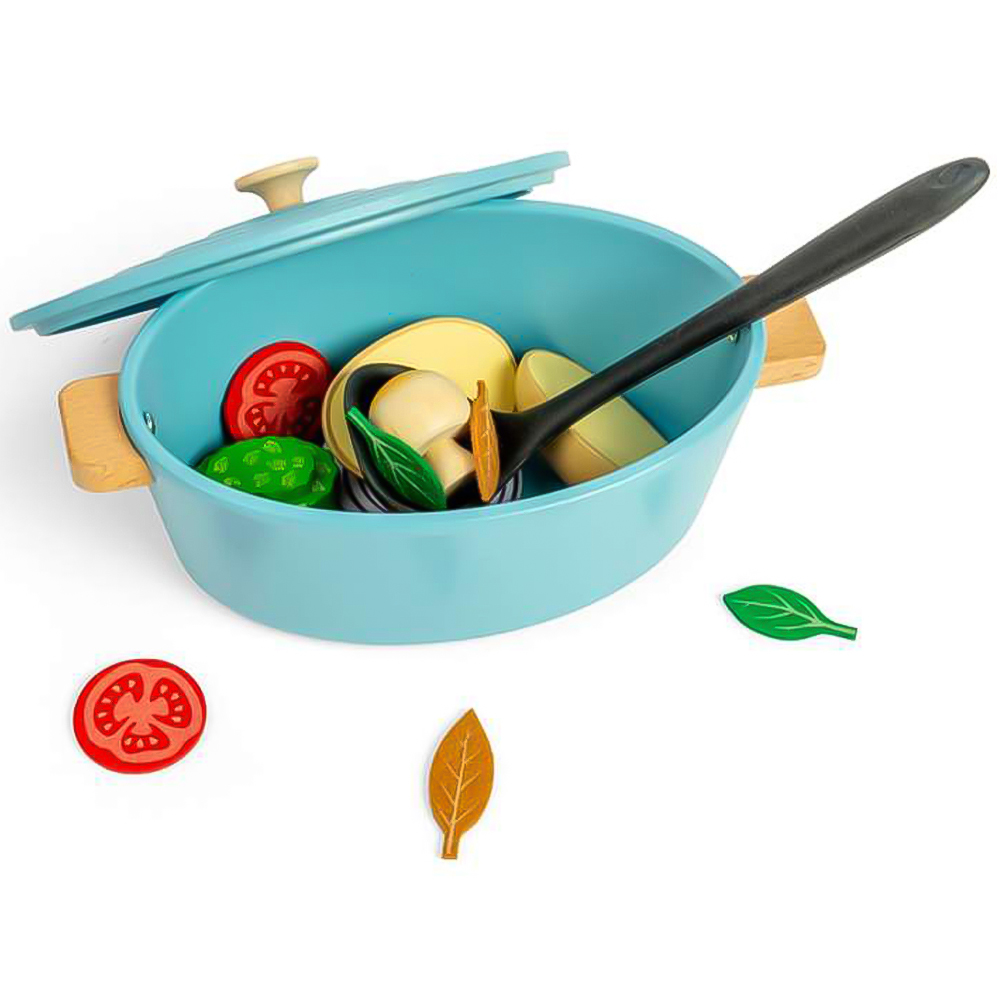 Bigjigs Toys Kids 17 Piece Wooden Casserole Dish Kitchen Playset Image 5