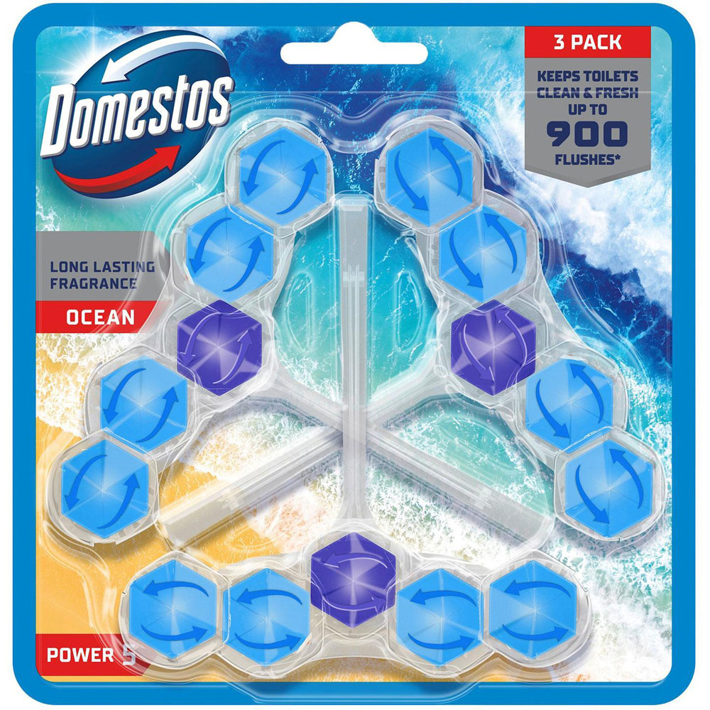 Domestos Power 5 Ocean Toilet Rim Block Trio Pack 50g 10 Pack Image 2