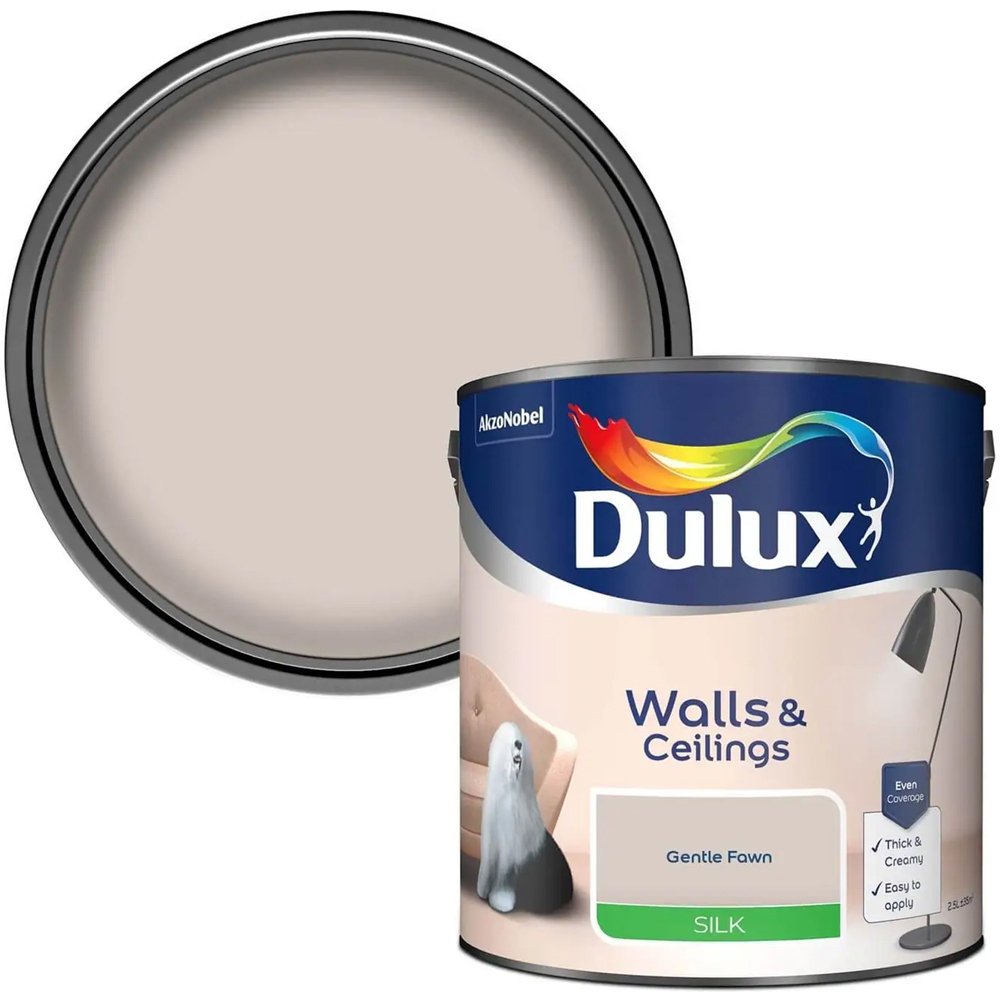 Dulux Walls & Ceilings Gentle Fawn Silk Emulsion Paint 2.5L Image 1