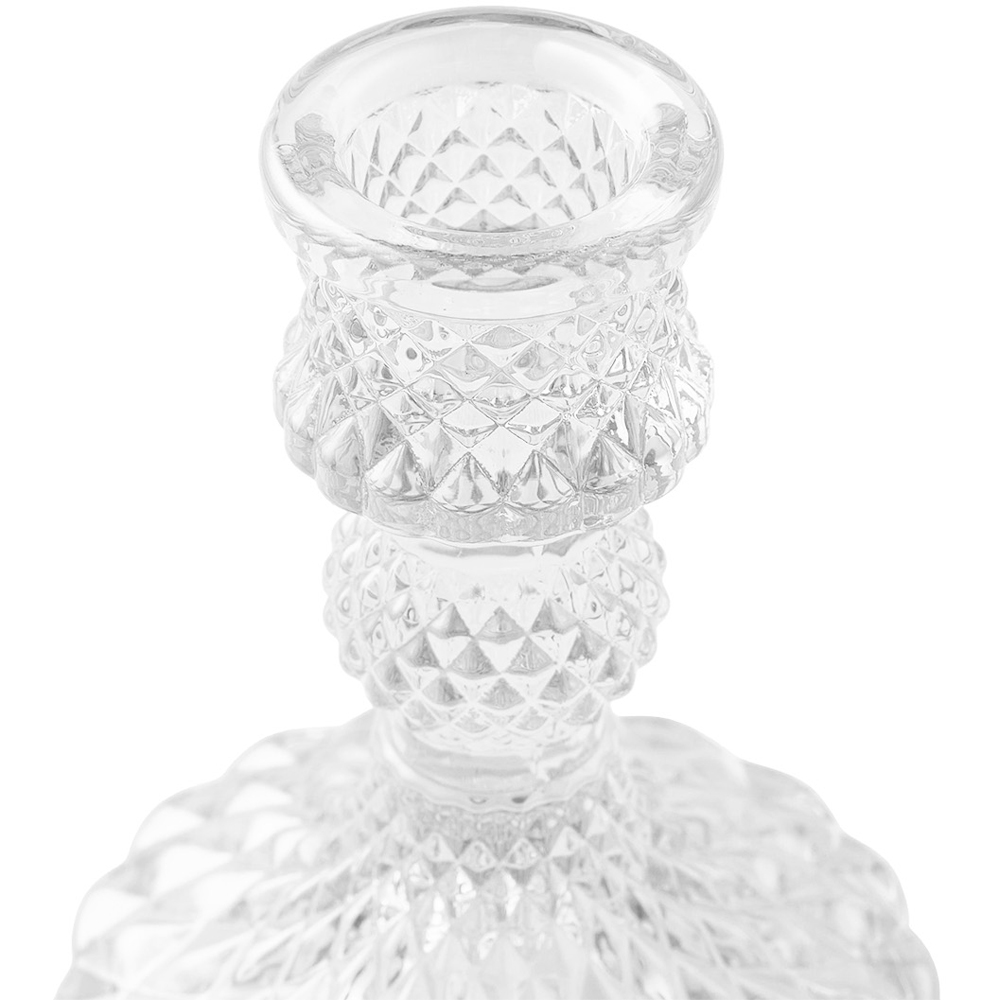 Living and Home Clear Glass Tiered Candlestick Holder Set of 3 Image 6