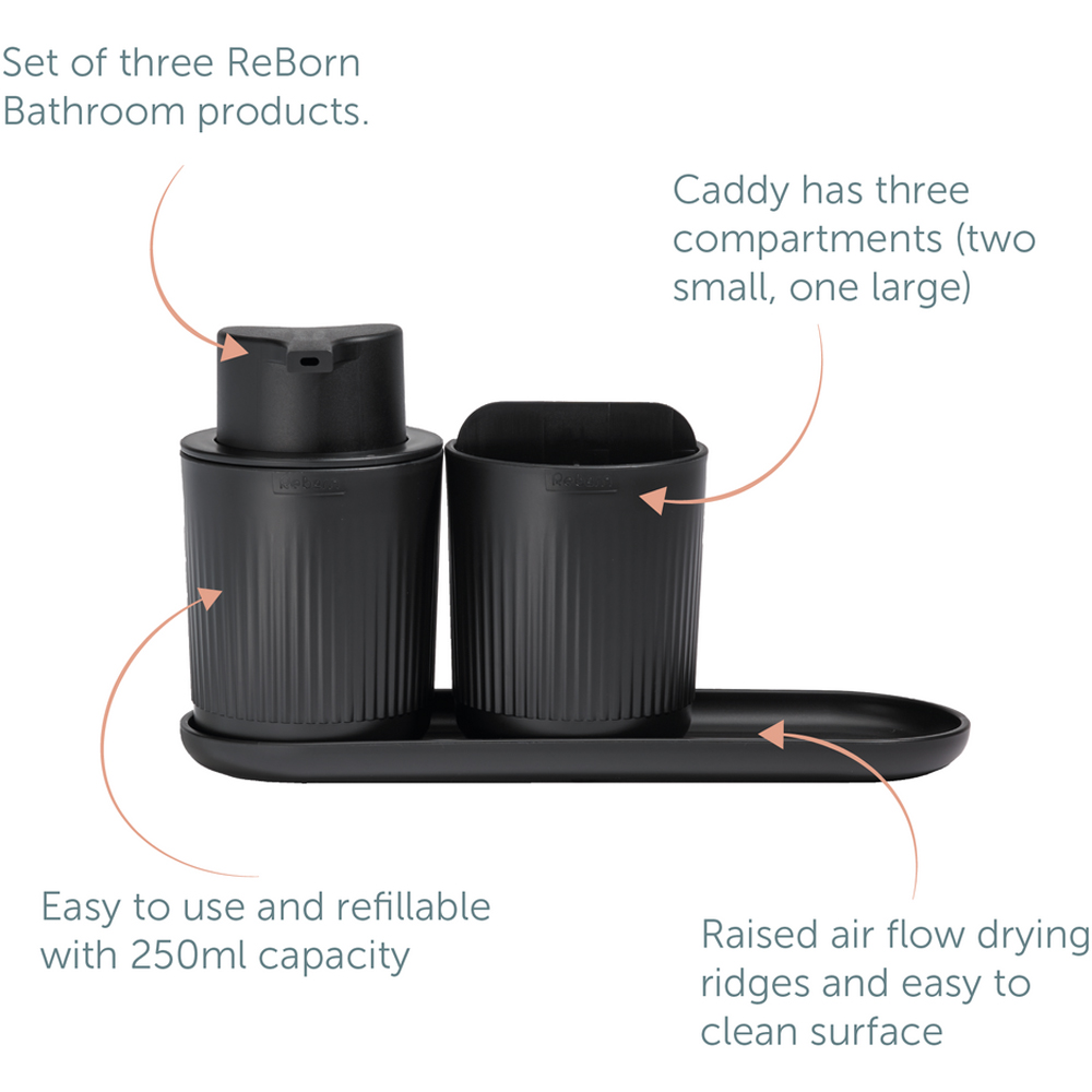 ReBorn 3 Piece Dark Grey Recycled Plastic Bathroom Set Image 8