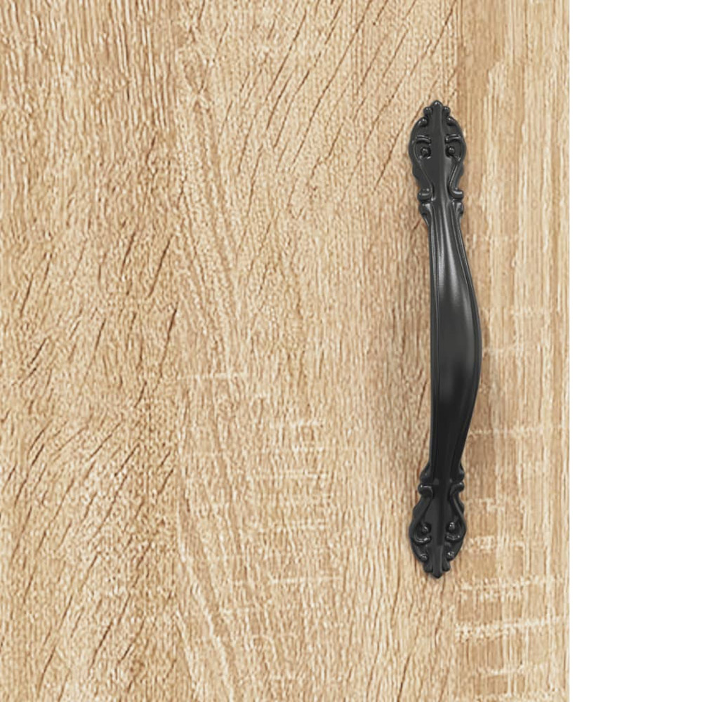 vidaXL 2 Door 2 Open Shelf Sonoma Oak TV Cabinet with Black Metal Legs Image 8