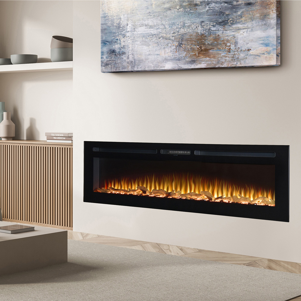 Adam Orlando Inset Wall Mounted Electric Inset Fire 72 inch Image 4