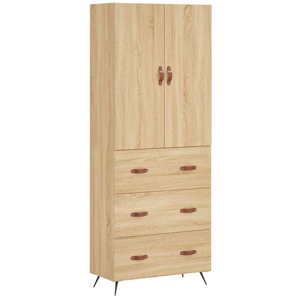 vidaXL 2 Door 3 Drawer Sonoma Oak Highboard with Metal Legs Image 2