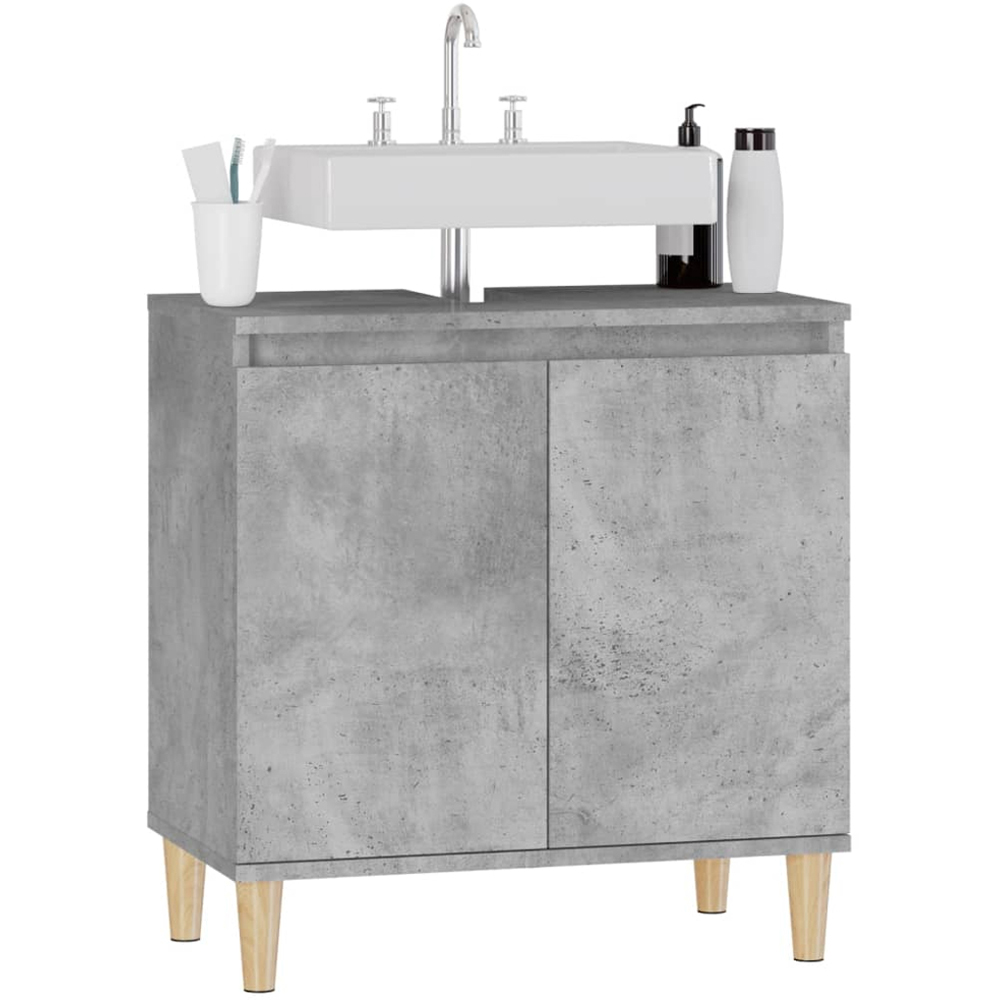 vidaXL 2 Door Concrete Grey Bathroom Sink Cabinet Image 5