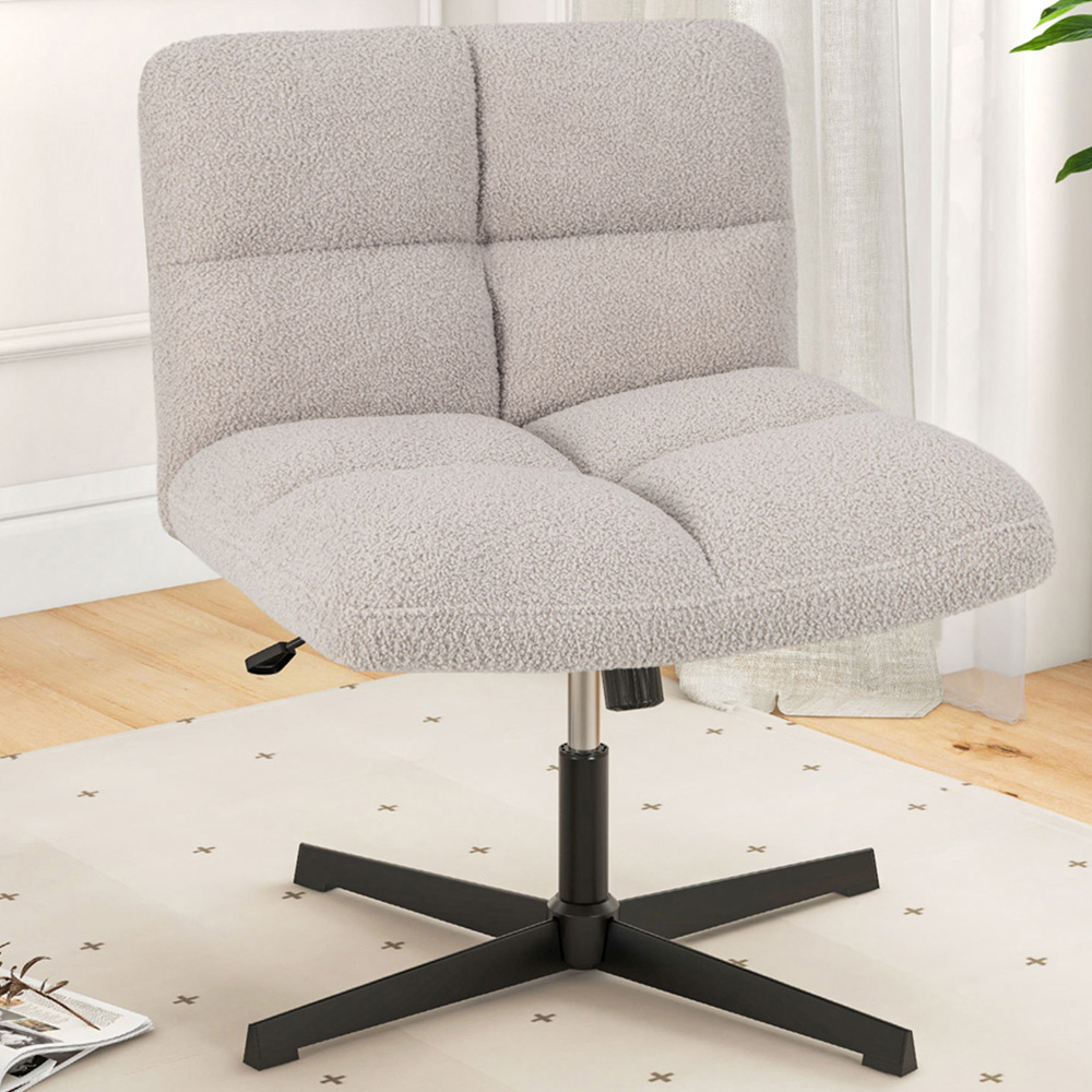 Costway Grey Fleece Adjustable Armless Office Chair Image 1