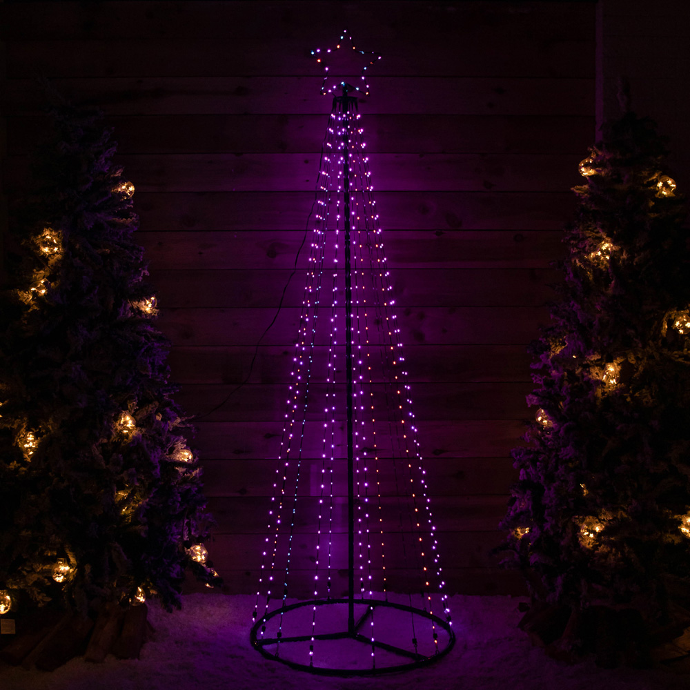Samuel Alexander 580 Rainbow LED Multi-Function Pyramid Christmas Cone Tree 210cm Image 1