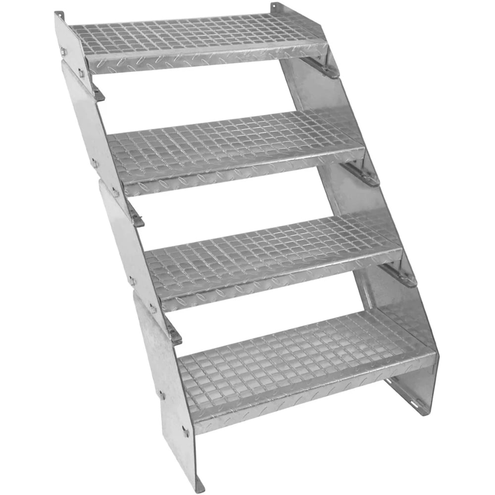 MonsterShop 4 Section Adjustable Galvanised Staircase 600mm Image 1