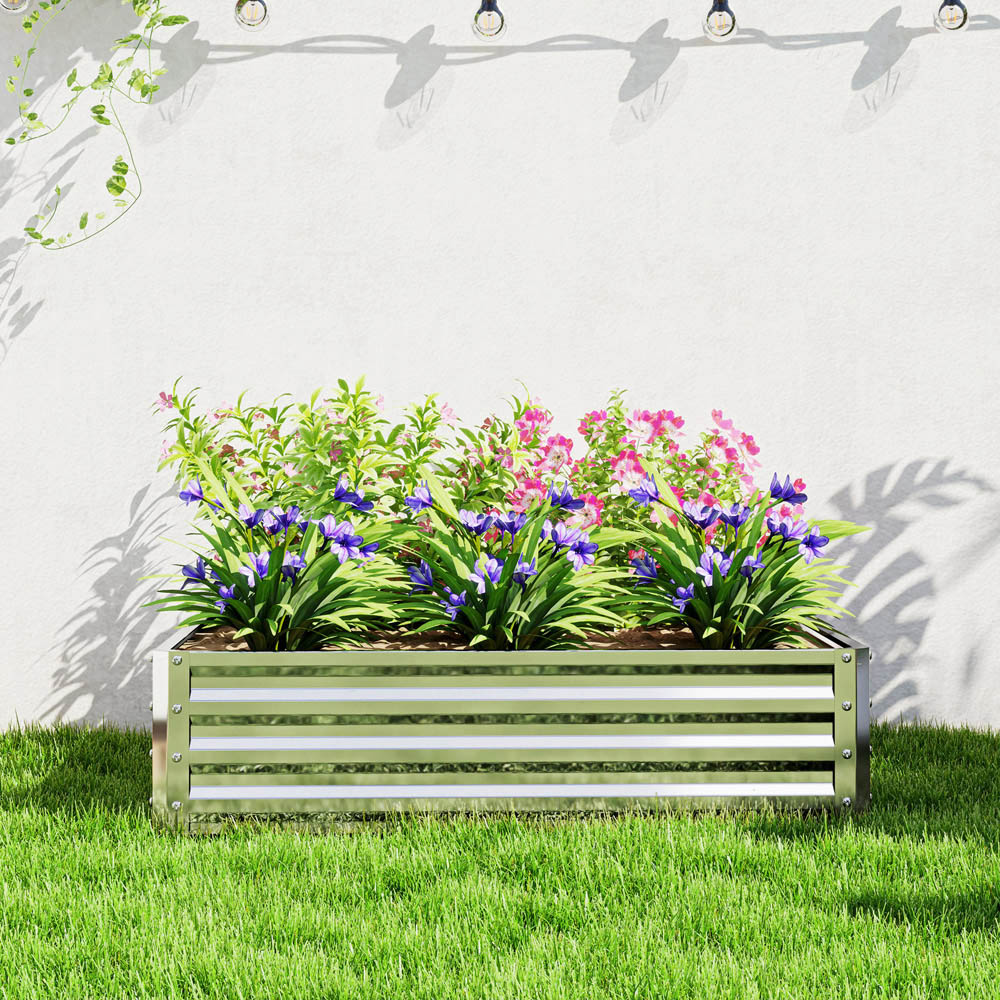 Outsunny Light Silver Tone Metal Raised Garden Bed 120 x 120cm Image 3
