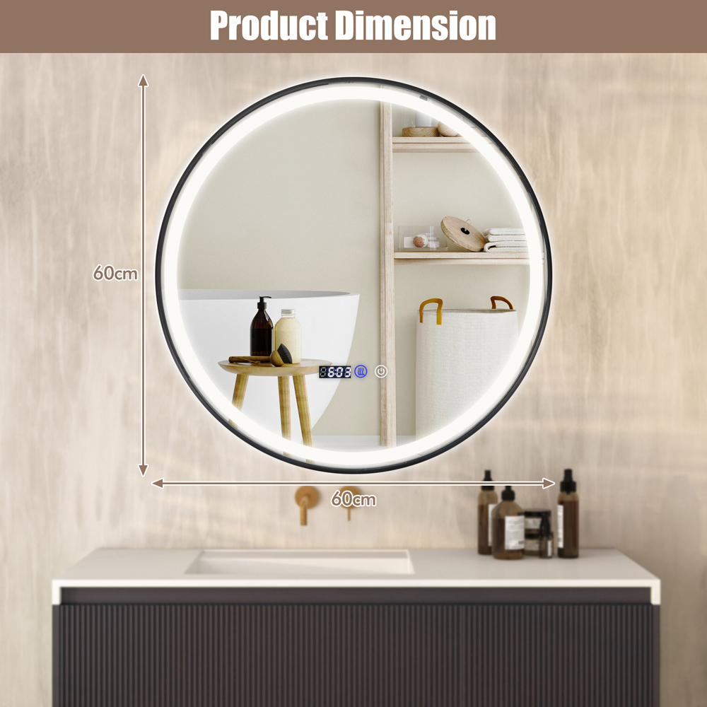 Costway 3 Colour LED Light Memory Function Lighted Bathroom Mirror Image 9