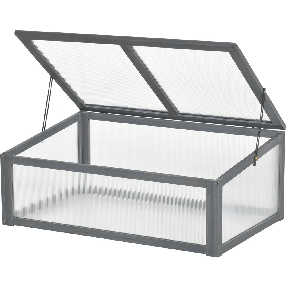 Outsunny Grey Wooden Polycarbonate Cold Frame with Top Cover Image 1