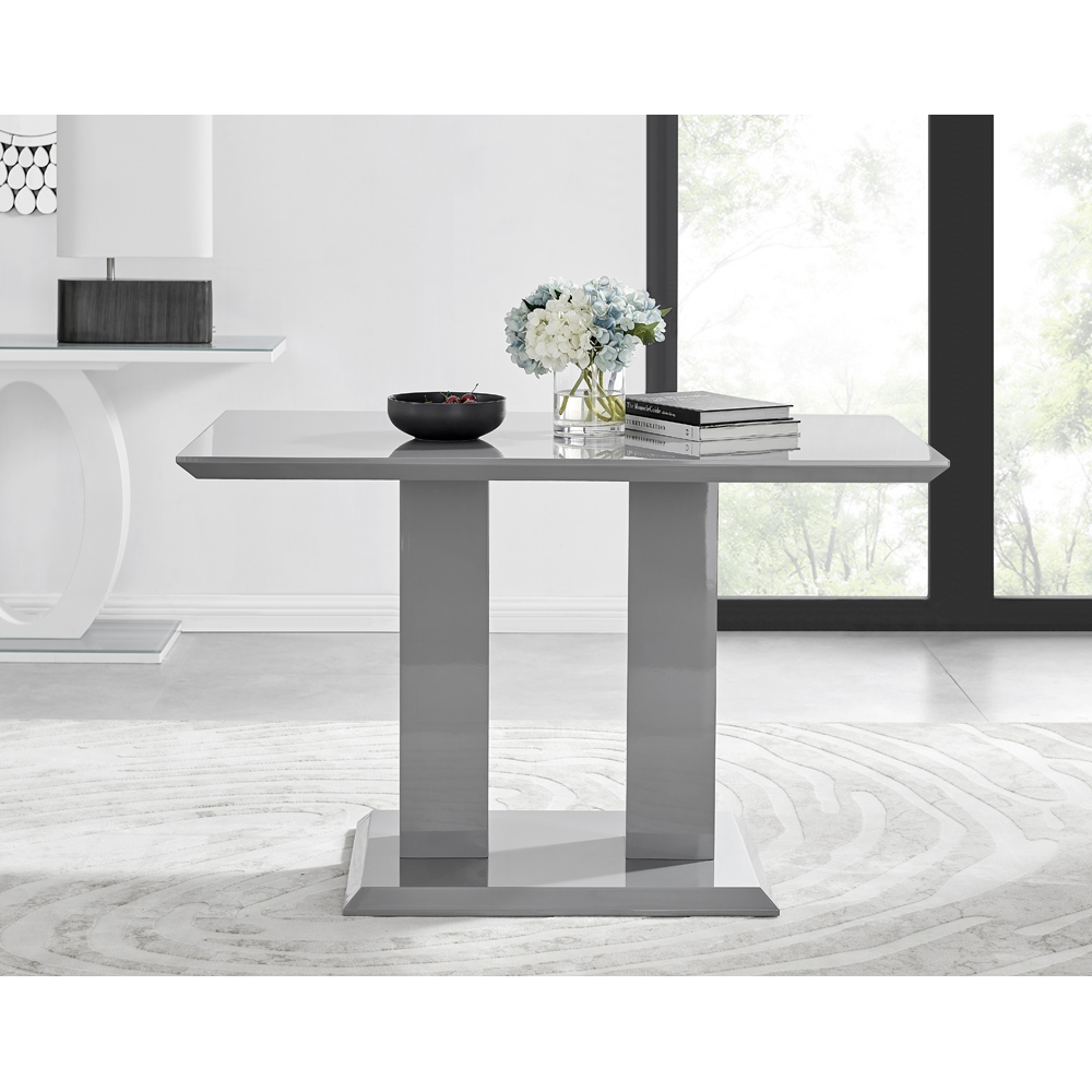 Furniturebox Molini Valera 4 Seater Dining Set Grey Gloss Cream and Chrome Image 2