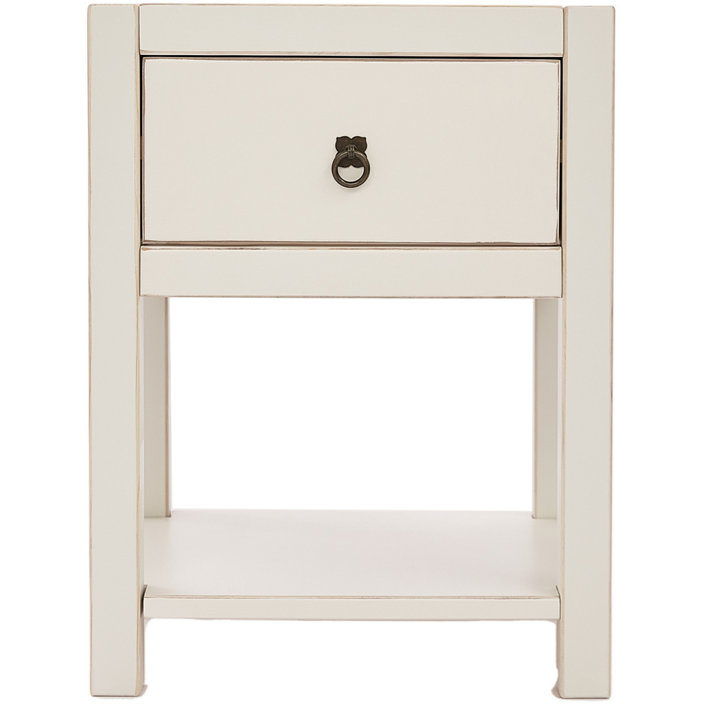 Sino Single Drawer White Bedside Table Image 3