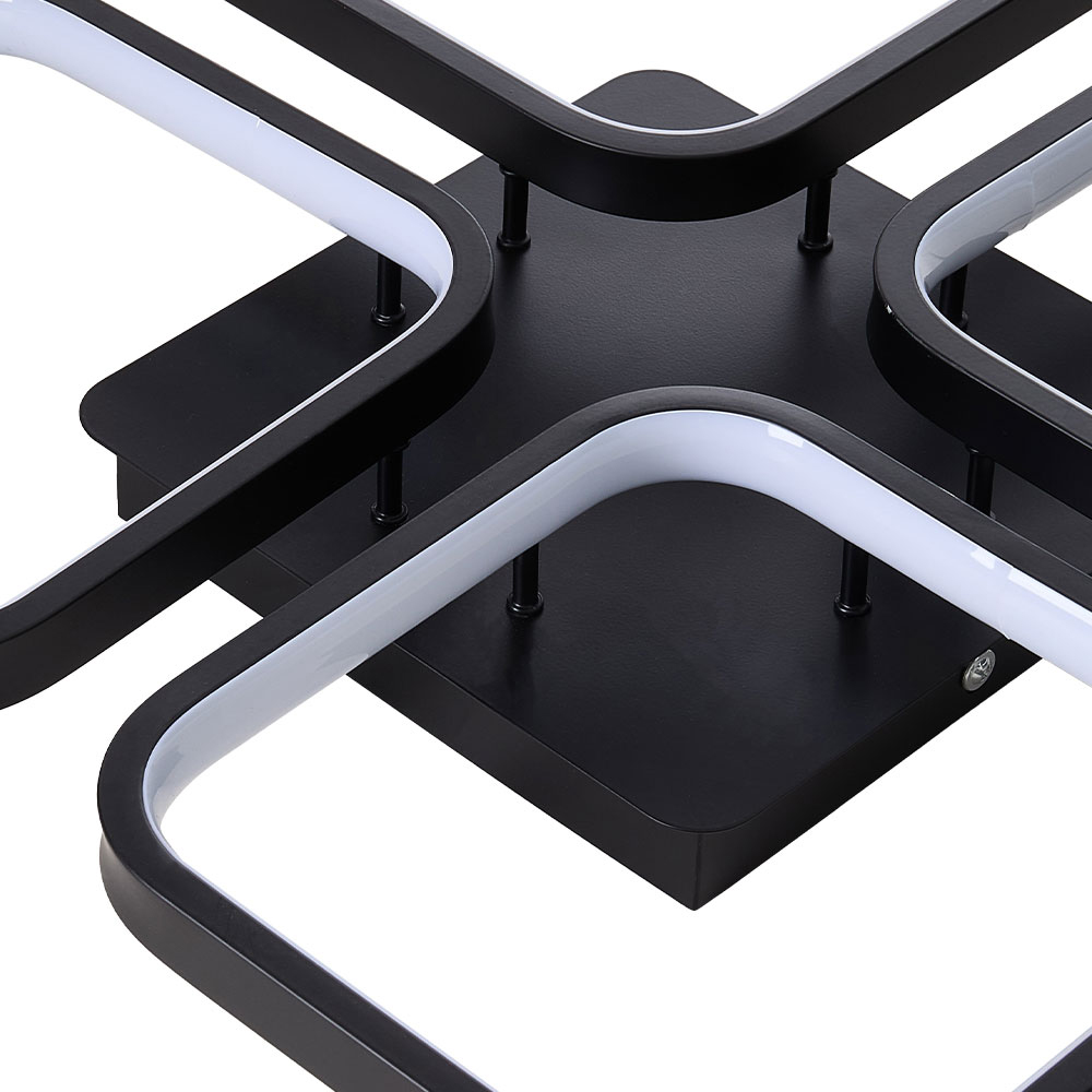 Living and Home Black 4 Square LED Ceiling Light with Remote Image 3