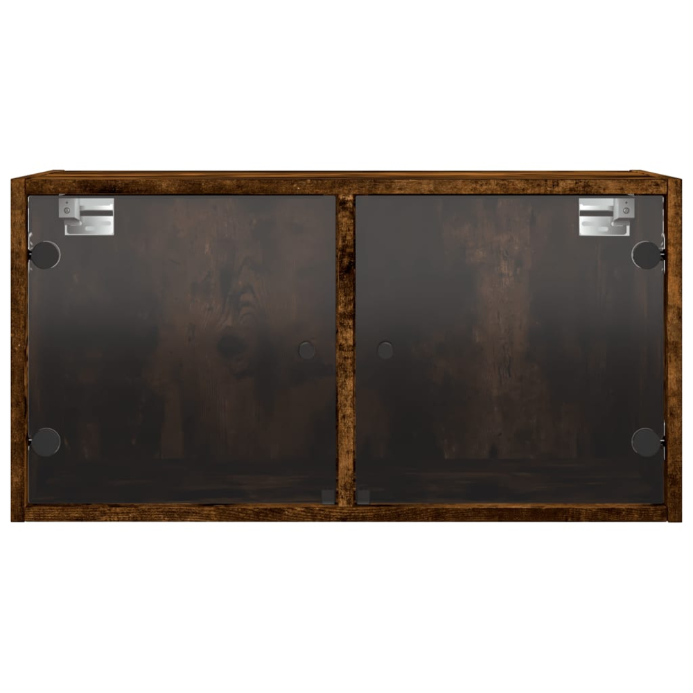 vidaXL 2 Door Smoked Oak Glass Wall Cabinet Image 6