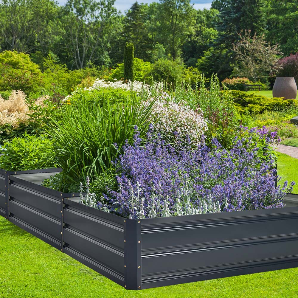 Costway Grey Metal Raised Outdoor Garden Bed Image 2