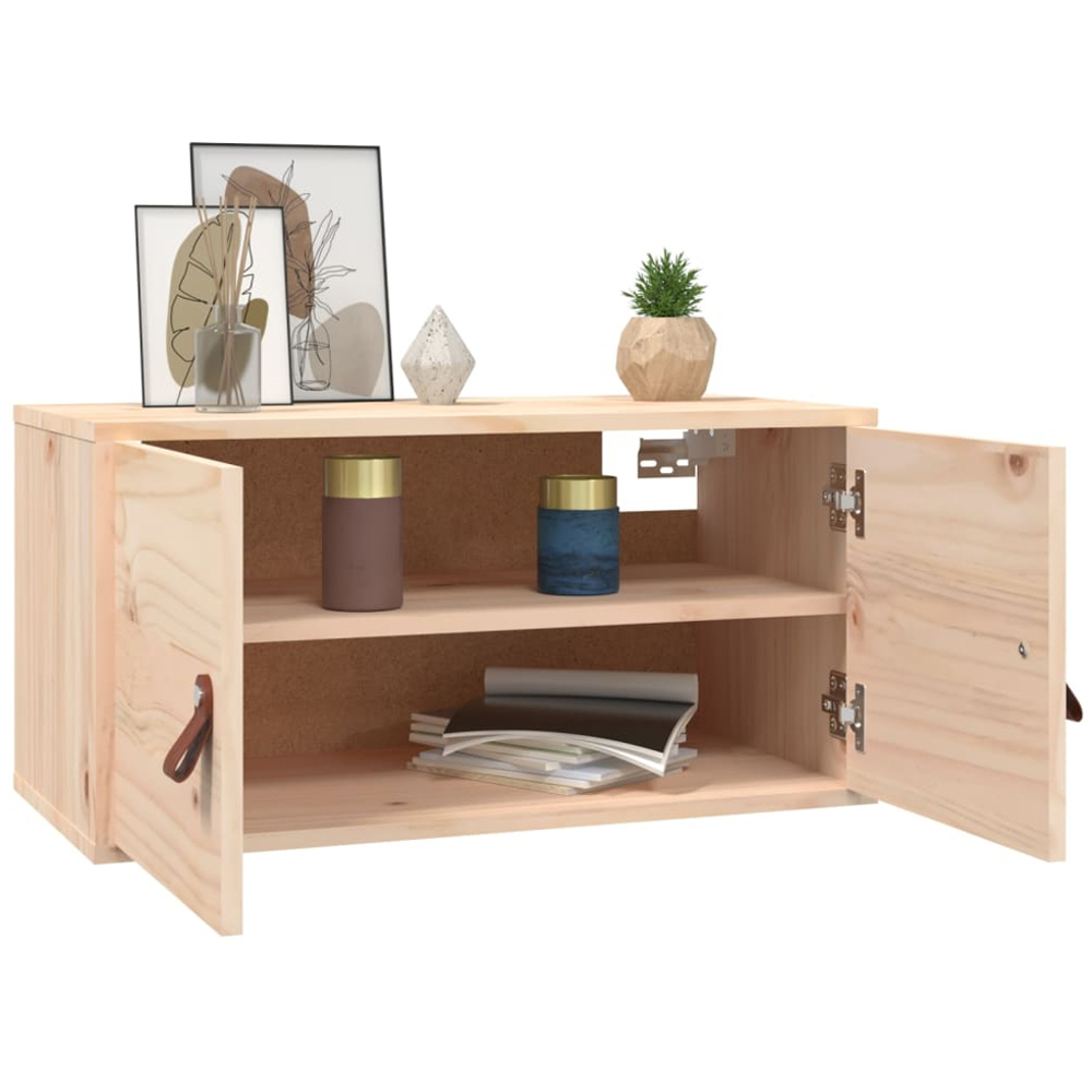 vidaXL 2 Door Natural Pine Wood Wall Cabinet Image 7