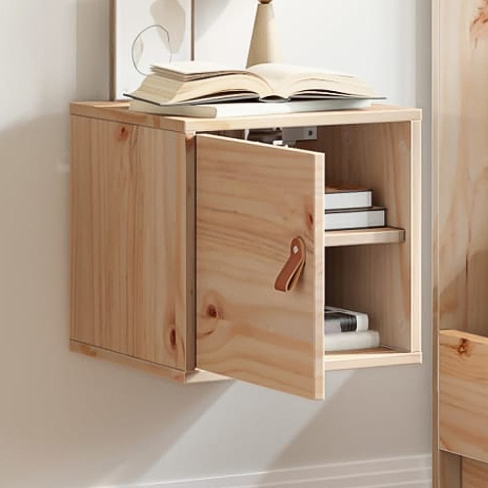 vidaXL Single Door Brown Solid Pine Wood Wall Cabinet Image 1