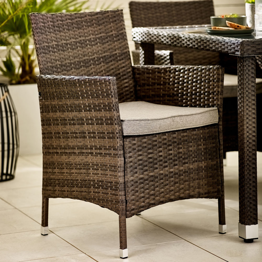 Furniturebox Grenada Rattan 4 Seater Outdoor Dining Set Brown Image 4