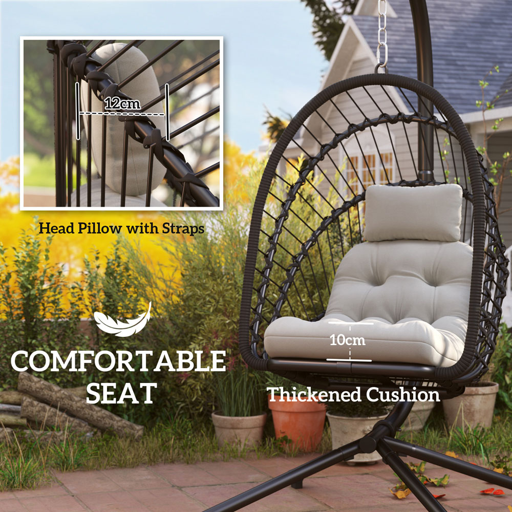 Outsunny Black Hanging Patio Swing Chair Image 4