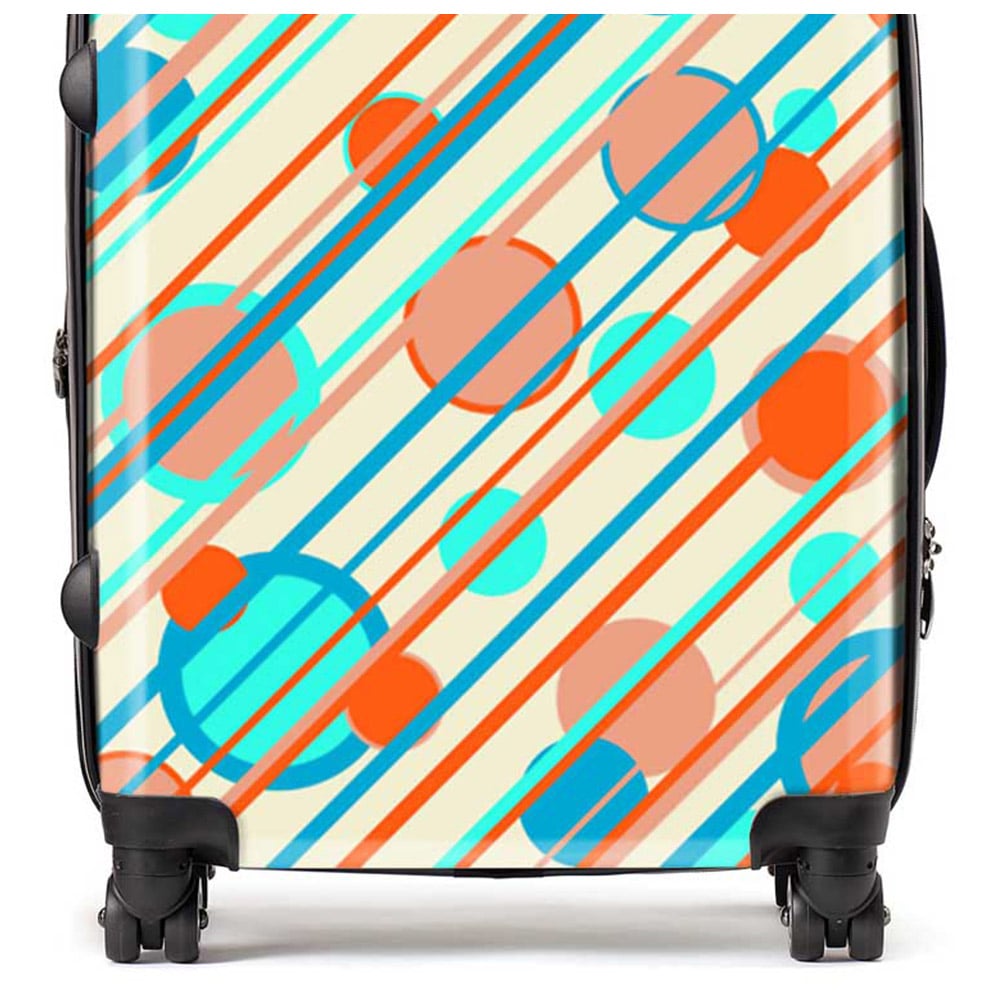 Warren Reed Designer Large Retro Stripes and Circles Suitcase Image 2