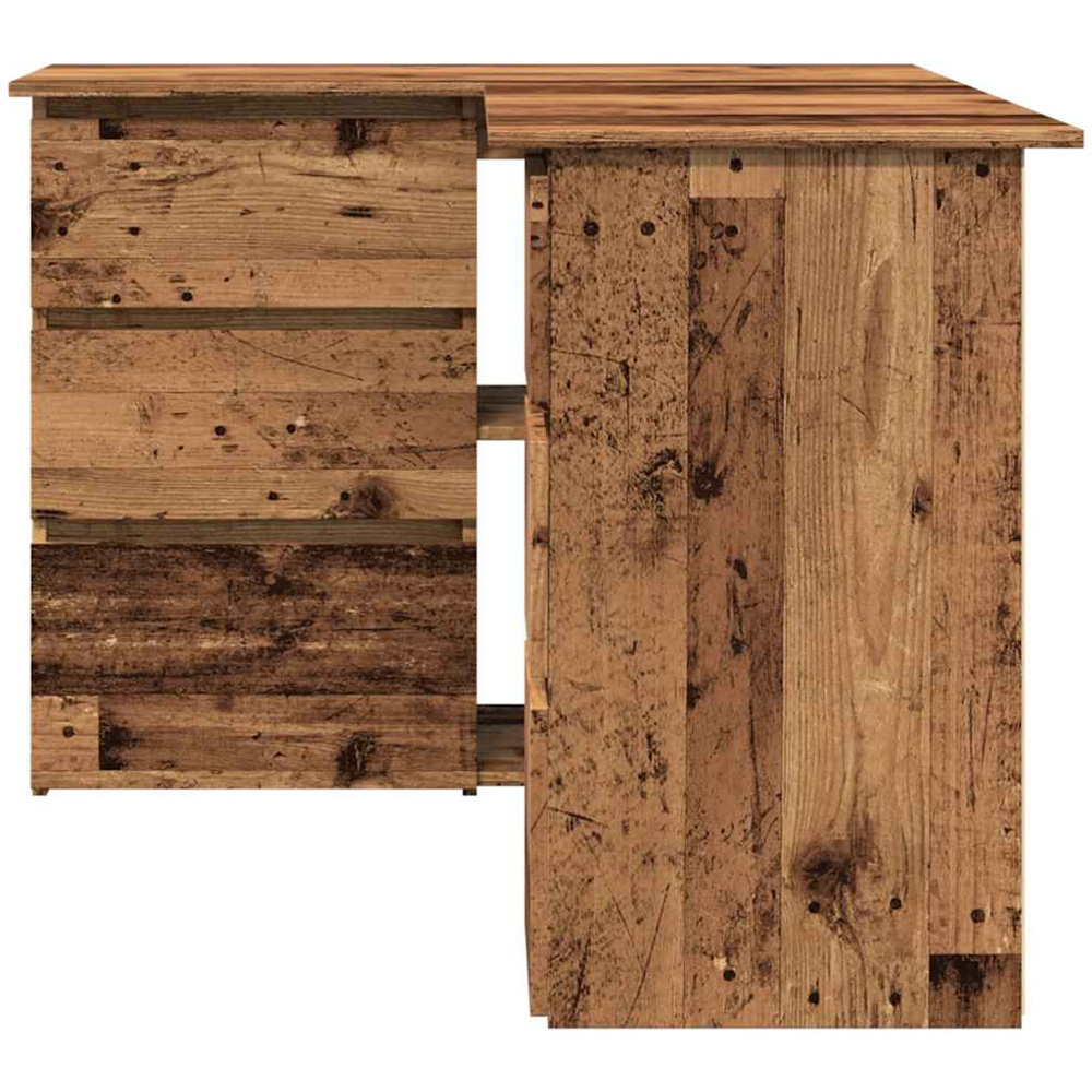 vidaXL 2 Door 4 Drawer 2 Shelf Corner Computer Desk Old Wood Effect Image 3