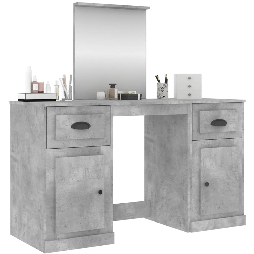 vidaXL 2 Door 2 Drawer Concrete Grey Dressing Table with Mirror Image 4