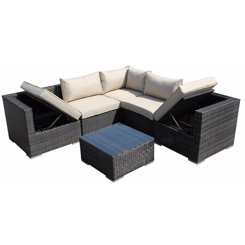 Furniture One 6 Seater Brown Corner Sofa Patio Modular Sofa Set Image 2