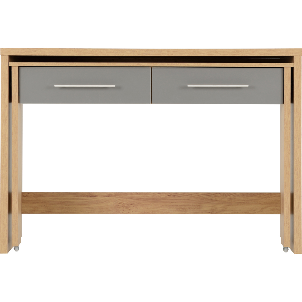 Seconique Seville 2 Drawer Veneer Slider Desk Grey Gloss and Light Oak Effect Image 5