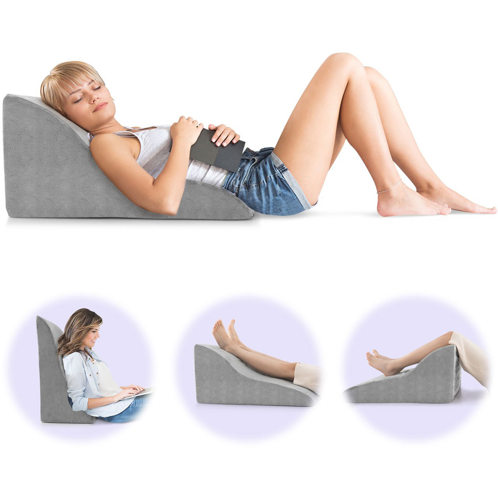 Costway Grey Curved Wedge Design Sleeping Pillow Image 3