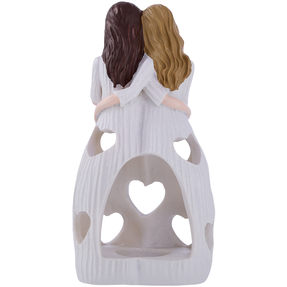 Living and Home White Resin Duo Tealight Holder Image 4