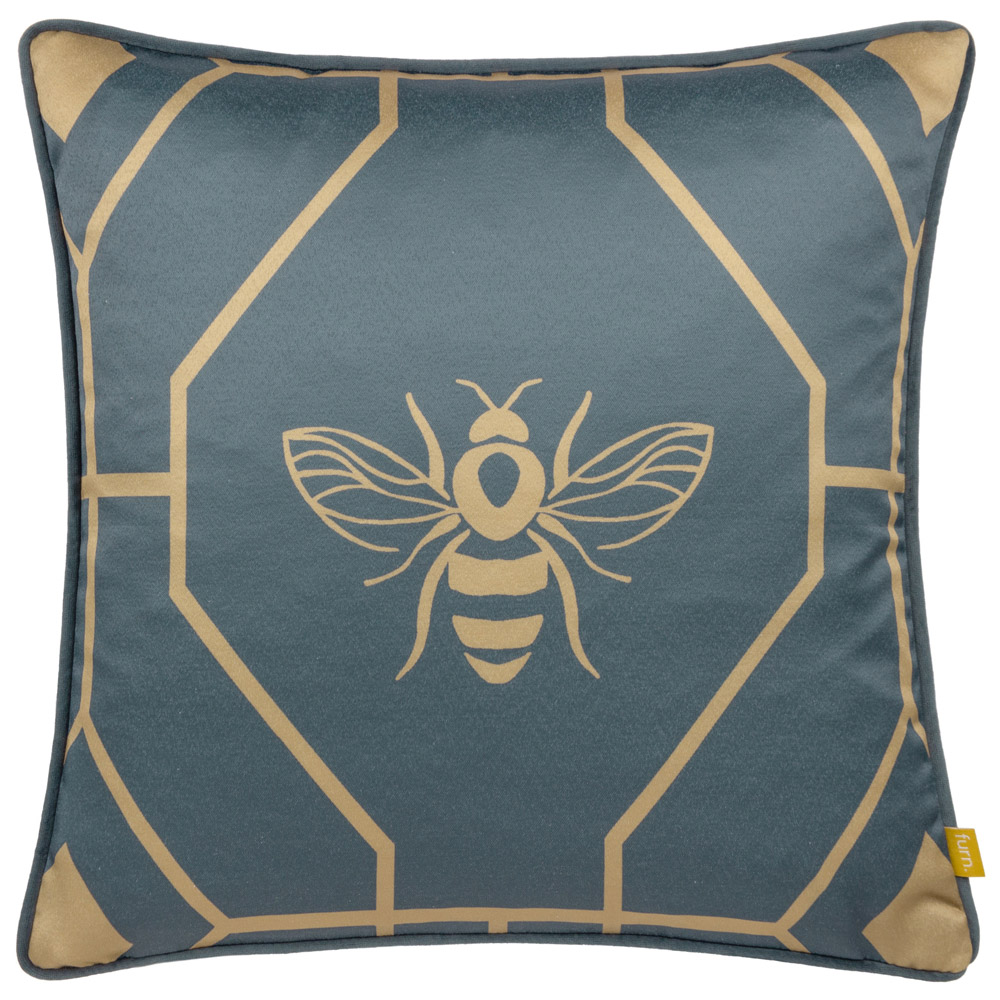 furn. Bee Deco French Blue Geometric Cushion Image 1
